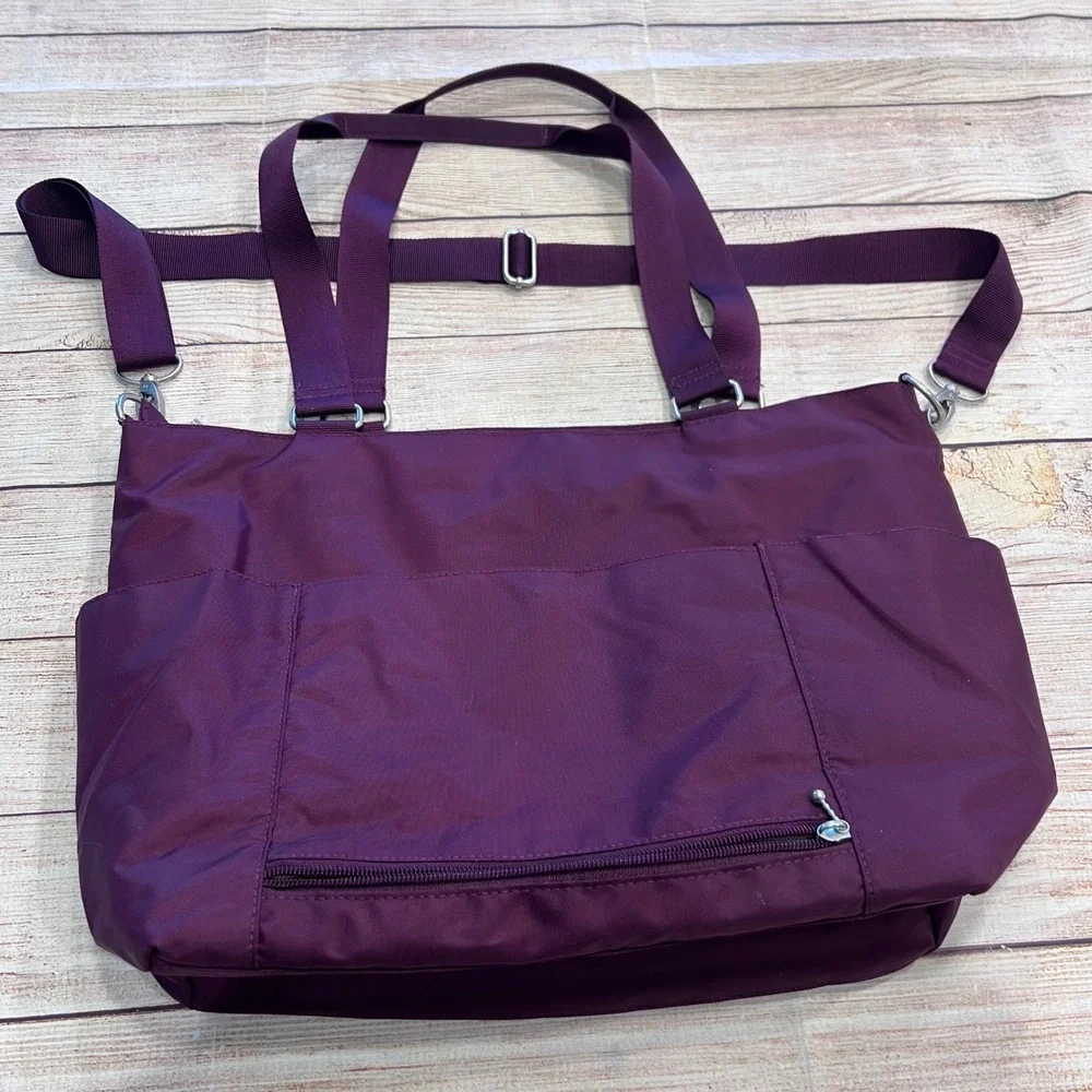 Baggallini Any Day Tote Plum Purple Nylon RFID Crossbody Travel Bag